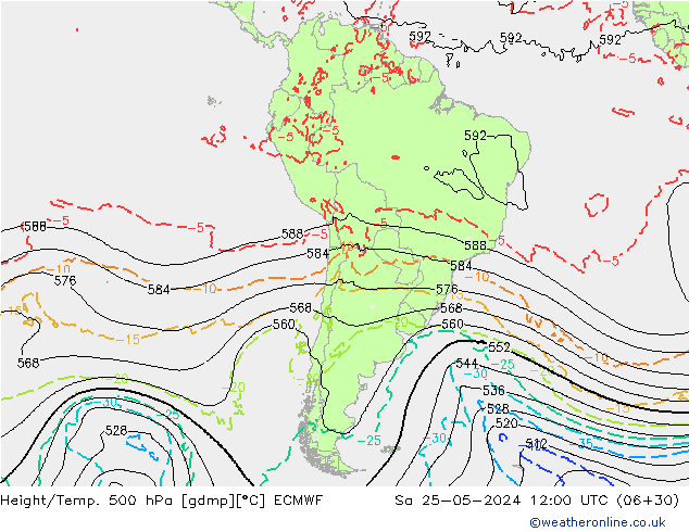 Z500/Regen(+SLP)/Z850 ECMWF za 25.05.2024 12 UTC