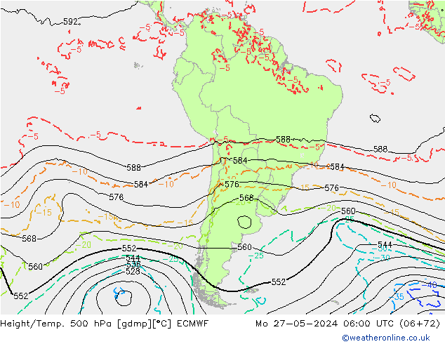 Z500/Rain (+SLP)/Z850 ECMWF Po 27.05.2024 06 UTC