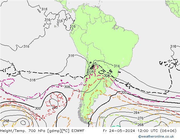 Height/Temp. 700 hPa ECMWF pt. 24.05.2024 12 UTC