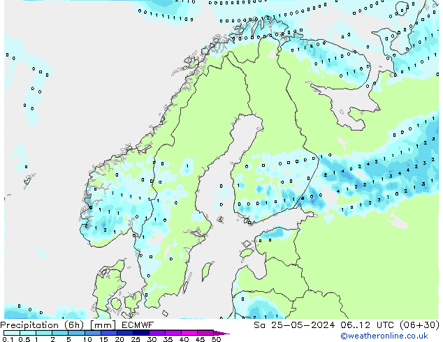 Z500/Rain (+SLP)/Z850 ECMWF Sa 25.05.2024 12 UTC