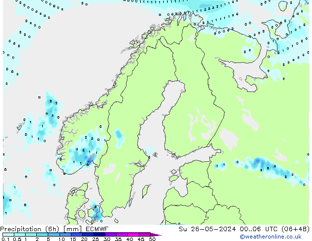 Z500/Rain (+SLP)/Z850 ECMWF Su 26.05.2024 06 UTC