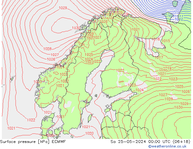 Surface pressure ECMWF Sa 25.05.2024 00 UTC