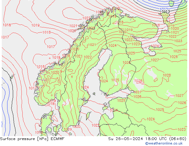 Bodendruck ECMWF So 26.05.2024 18 UTC