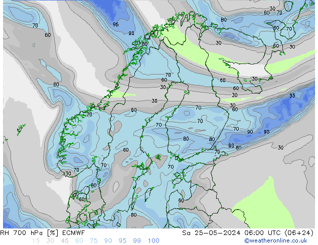 RH 700 hPa ECMWF Sáb 25.05.2024 06 UTC