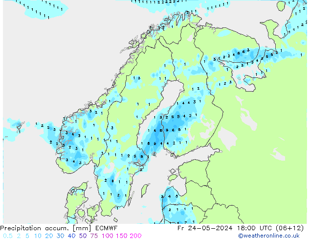 Precipitation accum. ECMWF Fr 24.05.2024 18 UTC