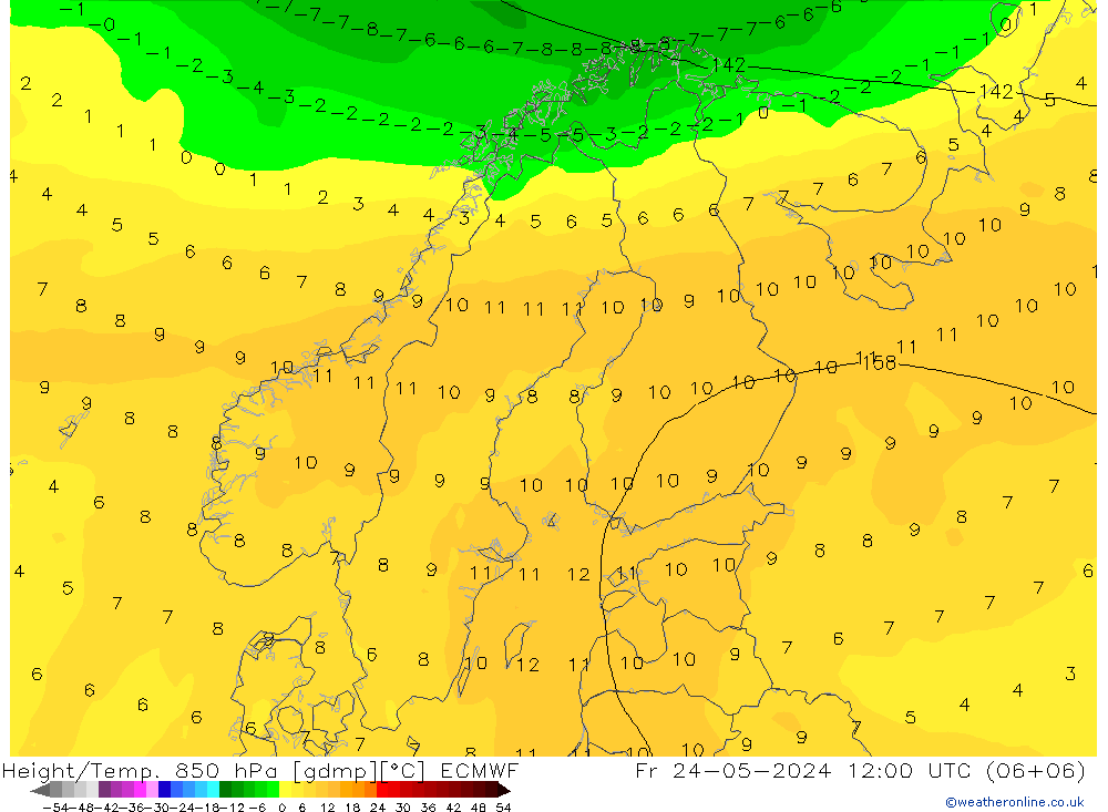 Z500/Rain (+SLP)/Z850 ECMWF Sex 24.05.2024 12 UTC