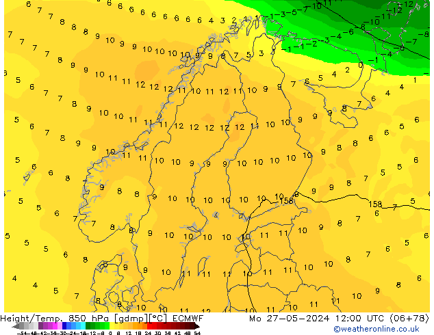 Z500/Regen(+SLP)/Z850 ECMWF ma 27.05.2024 12 UTC