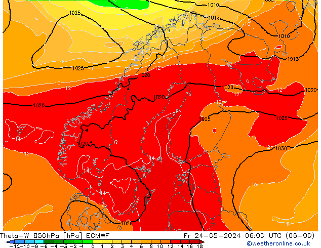 Theta-W 850hPa ECMWF vr 24.05.2024 06 UTC