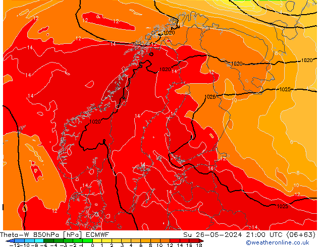 Theta-W 850hPa ECMWF dom 26.05.2024 21 UTC