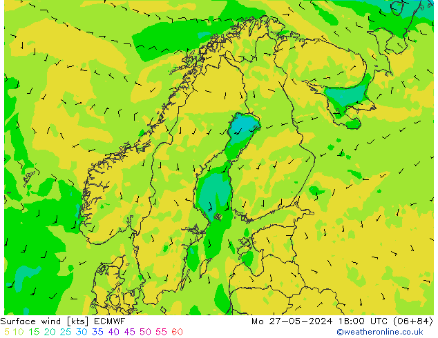 Rüzgar 10 m ECMWF Pzt 27.05.2024 18 UTC