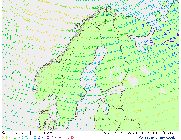 Wind 850 hPa ECMWF Po 27.05.2024 18 UTC