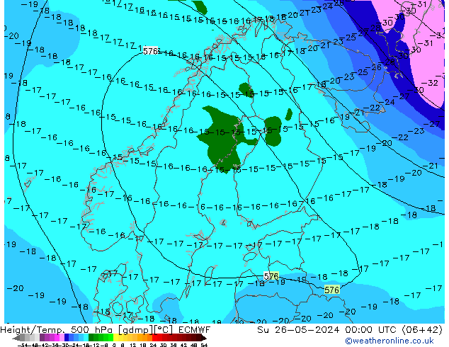 Z500/Rain (+SLP)/Z850 ECMWF dom 26.05.2024 00 UTC