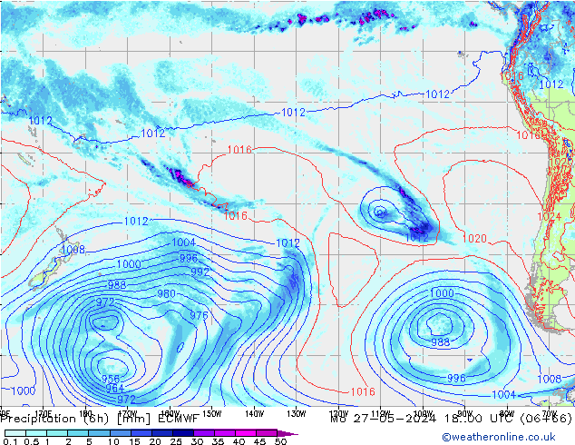 Z500/Rain (+SLP)/Z850 ECMWF lun 27.05.2024 00 UTC