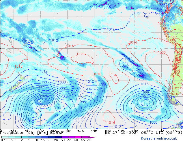 Z500/Rain (+SLP)/Z850 ECMWF lun 27.05.2024 12 UTC