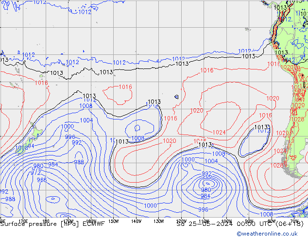 Atmosférický tlak ECMWF So 25.05.2024 00 UTC