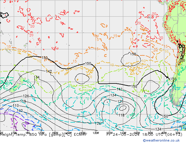 Height/Temp. 850 hPa ECMWF Pá 24.05.2024 18 UTC