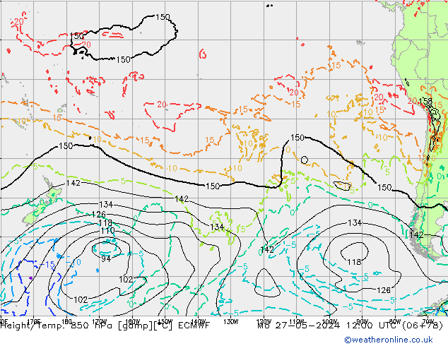 Z500/Rain (+SLP)/Z850 ECMWF lun 27.05.2024 12 UTC