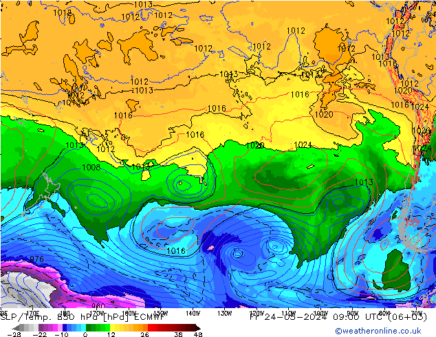 SLP/Temp. 850 hPa ECMWF Fr 24.05.2024 09 UTC