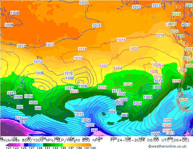 850-1000 hPa Kalınlığı ECMWF Cu 24.05.2024 06 UTC