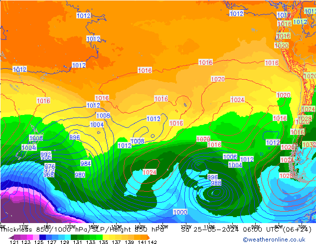 Thck 850-1000 hPa ECMWF Sa 25.05.2024 06 UTC