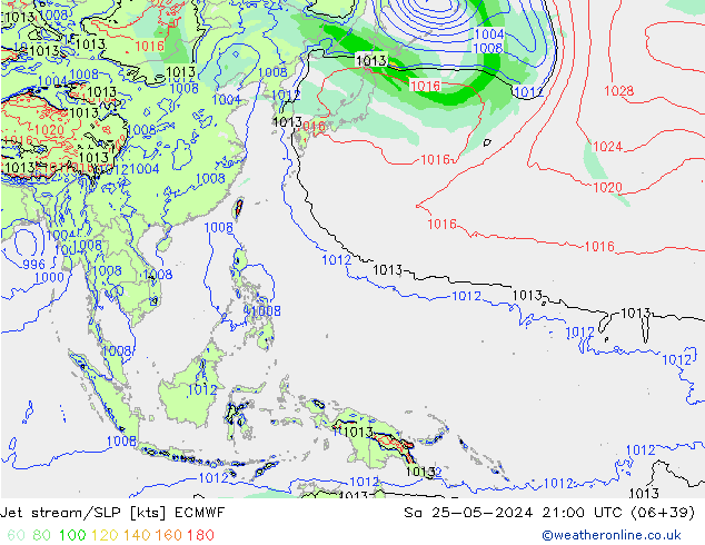 Straalstroom/SLP ECMWF za 25.05.2024 21 UTC