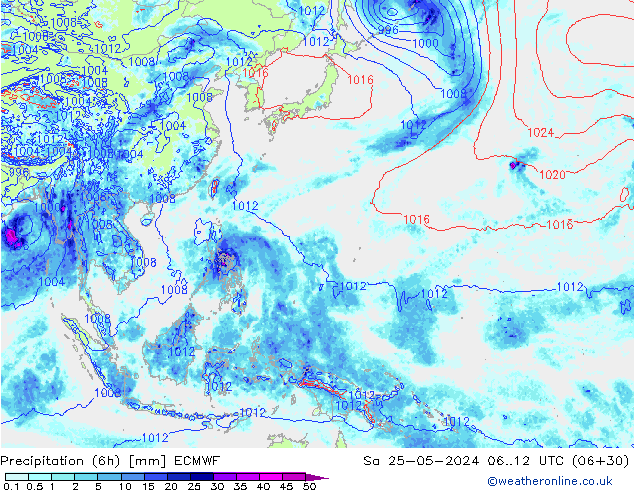 Z500/Rain (+SLP)/Z850 ECMWF Sa 25.05.2024 12 UTC