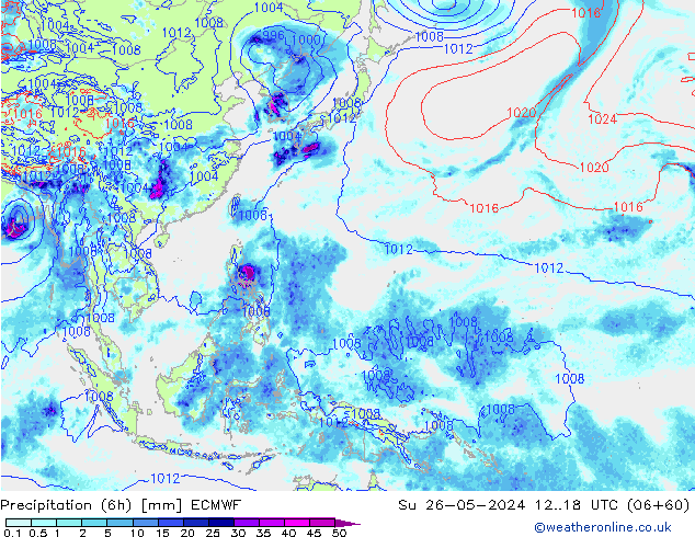 Z500/Rain (+SLP)/Z850 ECMWF dom 26.05.2024 18 UTC