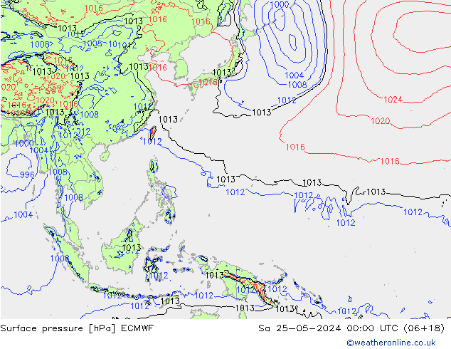 pressão do solo ECMWF Sáb 25.05.2024 00 UTC