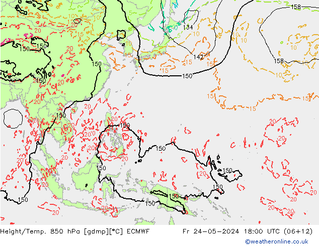 Height/Temp. 850 hPa ECMWF ven 24.05.2024 18 UTC