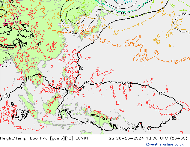 Z500/Rain (+SLP)/Z850 ECMWF dom 26.05.2024 18 UTC