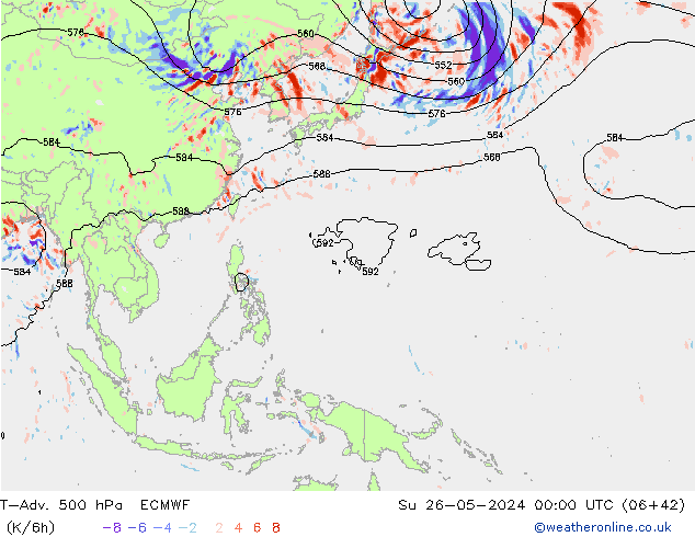 T-Adv. 500 hPa ECMWF Su 26.05.2024 00 UTC