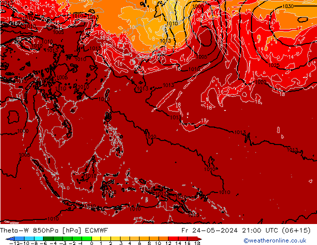 Theta-W 850hPa ECMWF Fr 24.05.2024 21 UTC