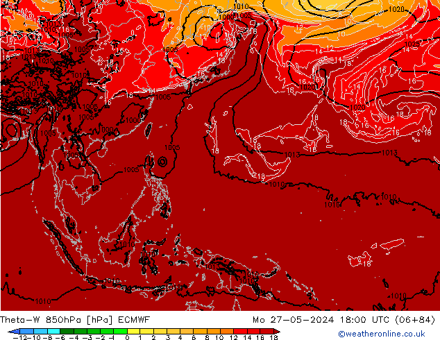 Theta-W 850hPa ECMWF lun 27.05.2024 18 UTC