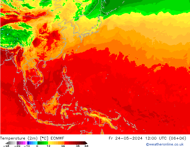 карта температуры ECMWF пт 24.05.2024 12 UTC