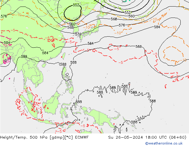 Geop./Temp. 500 hPa ECMWF dom 26.05.2024 18 UTC