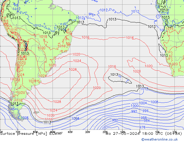 приземное давление ECMWF пн 27.05.2024 18 UTC