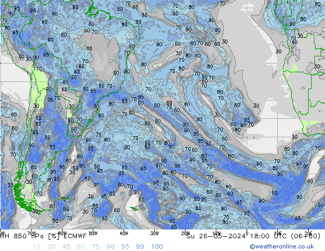 RH 850 hPa ECMWF Su 26.05.2024 18 UTC