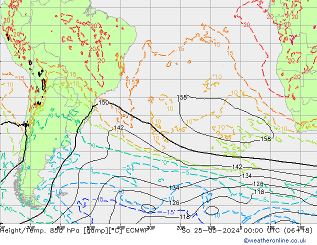 Z500/Rain (+SLP)/Z850 ECMWF Sa 25.05.2024 00 UTC