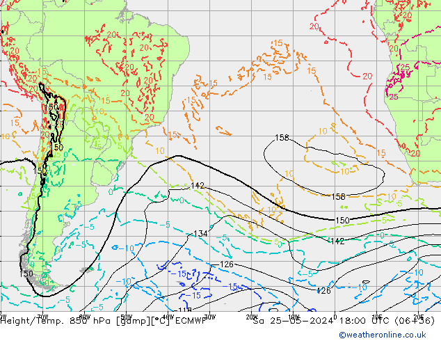 Z500/Rain (+SLP)/Z850 ECMWF sab 25.05.2024 18 UTC