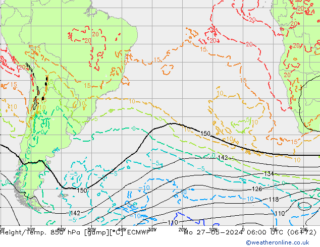 Height/Temp. 850 hPa ECMWF Po 27.05.2024 06 UTC