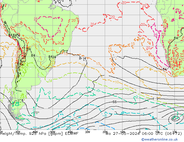 Hoogte/Temp. 925 hPa ECMWF ma 27.05.2024 06 UTC