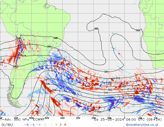 T-Adv. 500 hPa ECMWF za 25.05.2024 06 UTC