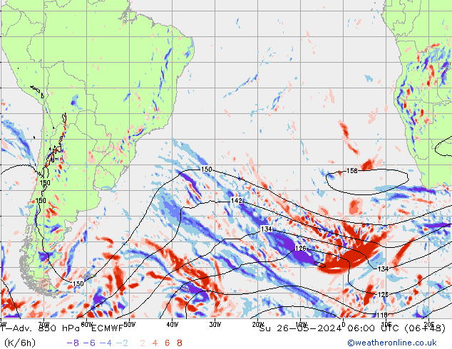 T-Adv. 850 hPa ECMWF Ne 26.05.2024 06 UTC