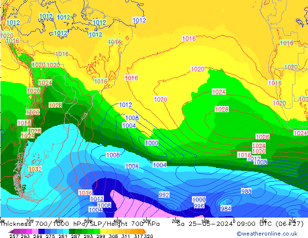 Thck 700-1000 hPa ECMWF  25.05.2024 09 UTC