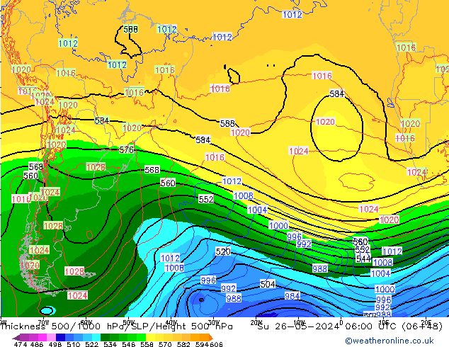 Thck 500-1000hPa ECMWF Ne 26.05.2024 06 UTC