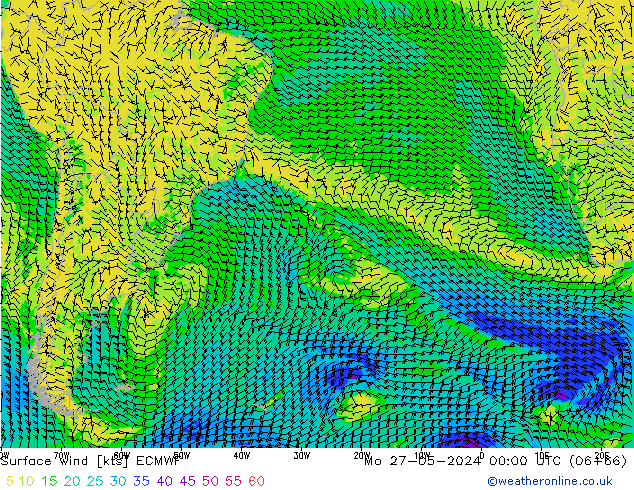 Vent 10 m ECMWF lun 27.05.2024 00 UTC