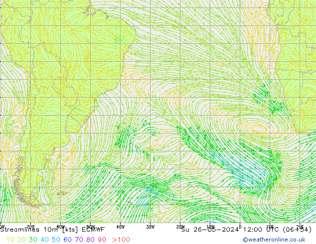 ветер 10m ECMWF Вс 26.05.2024 12 UTC