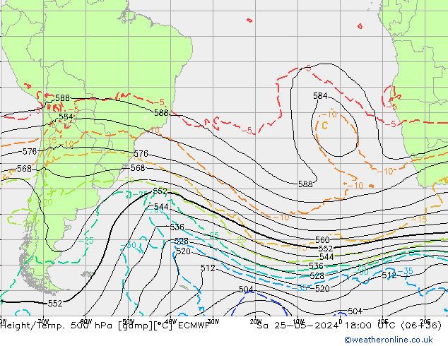 Z500/Rain (+SLP)/Z850 ECMWF sab 25.05.2024 18 UTC