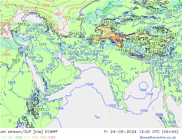 Jet Akımları/SLP ECMWF Cu 24.05.2024 12 UTC