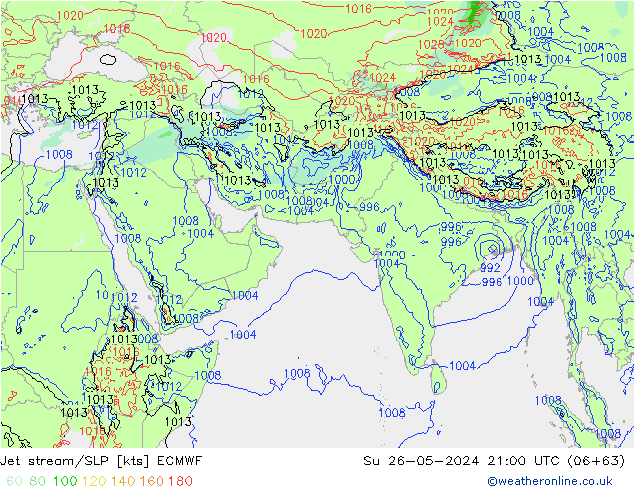 Jet stream/SLP ECMWF Ne 26.05.2024 21 UTC